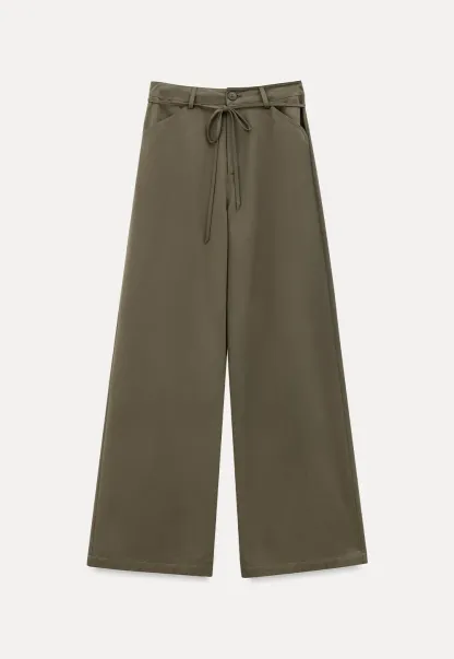 High Waist Drawstring Wide Leg Casual Pants