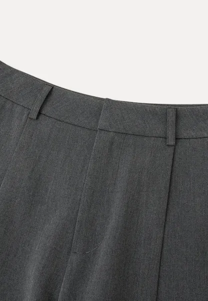 Pleated Wide Leg Cropped Pants