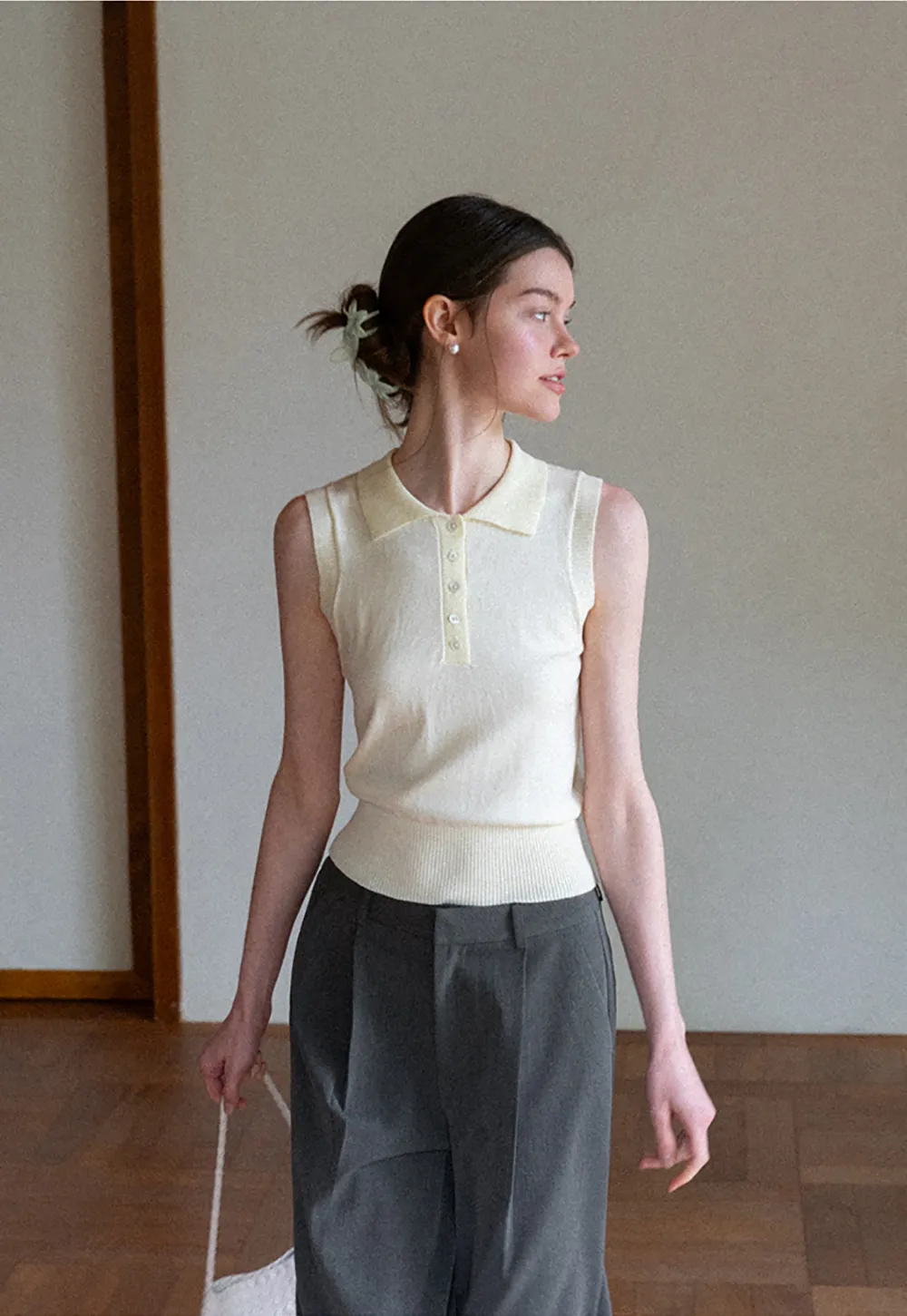 Pleated Wide Leg Cropped Pants