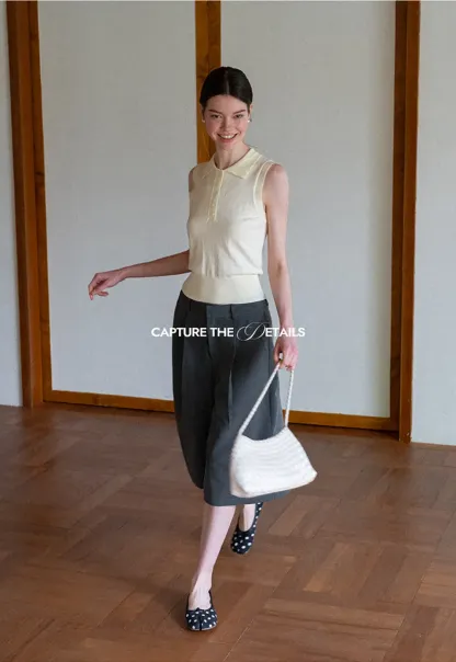 Pleated Wide Leg Cropped Pants