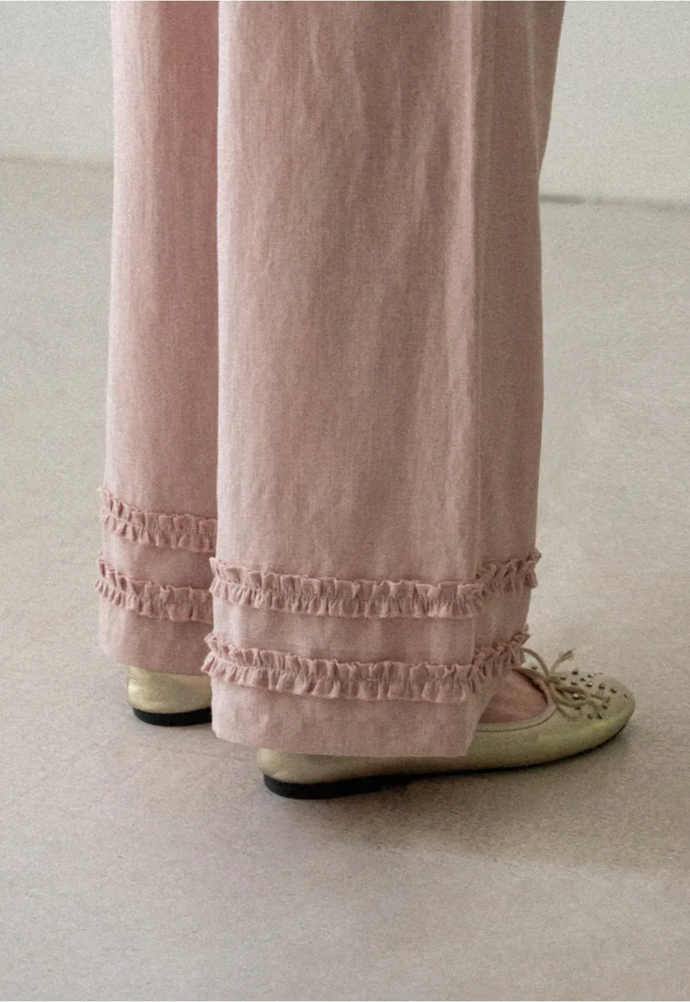Lace Trim Wide Leg Casual Pants