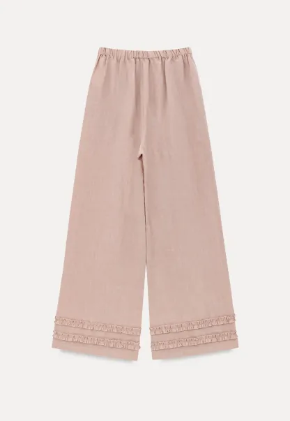 Lace Trim Wide Leg Casual Pants