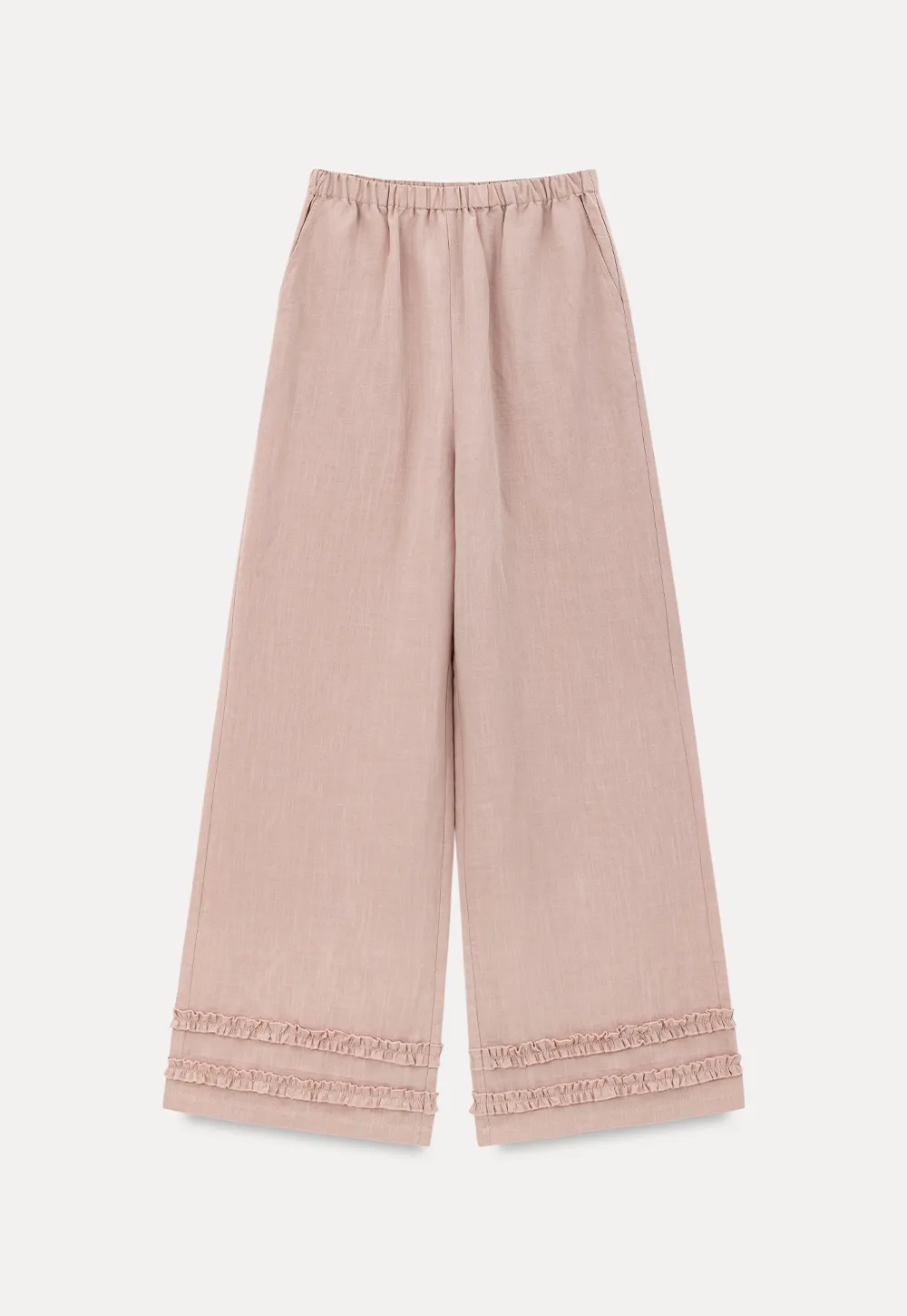 Lace Trim Wide Leg Casual Pants