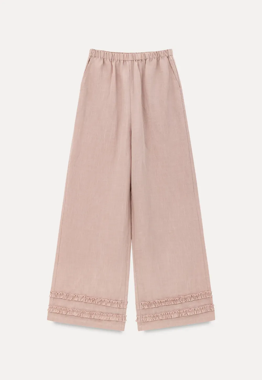 Lace Trim Wide Leg Casual Pants