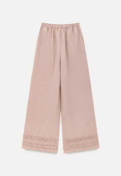 Lace Trim Wide Leg Casual Pants