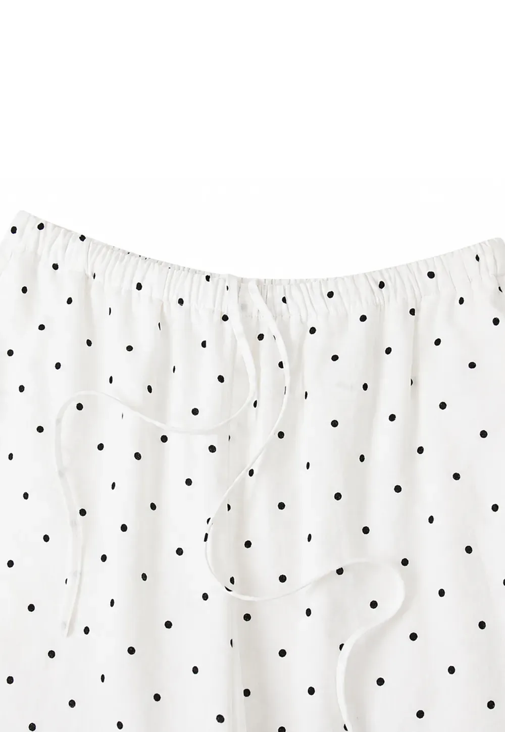 Polka Dot Print Wide Leg Drawstring Casual Pants