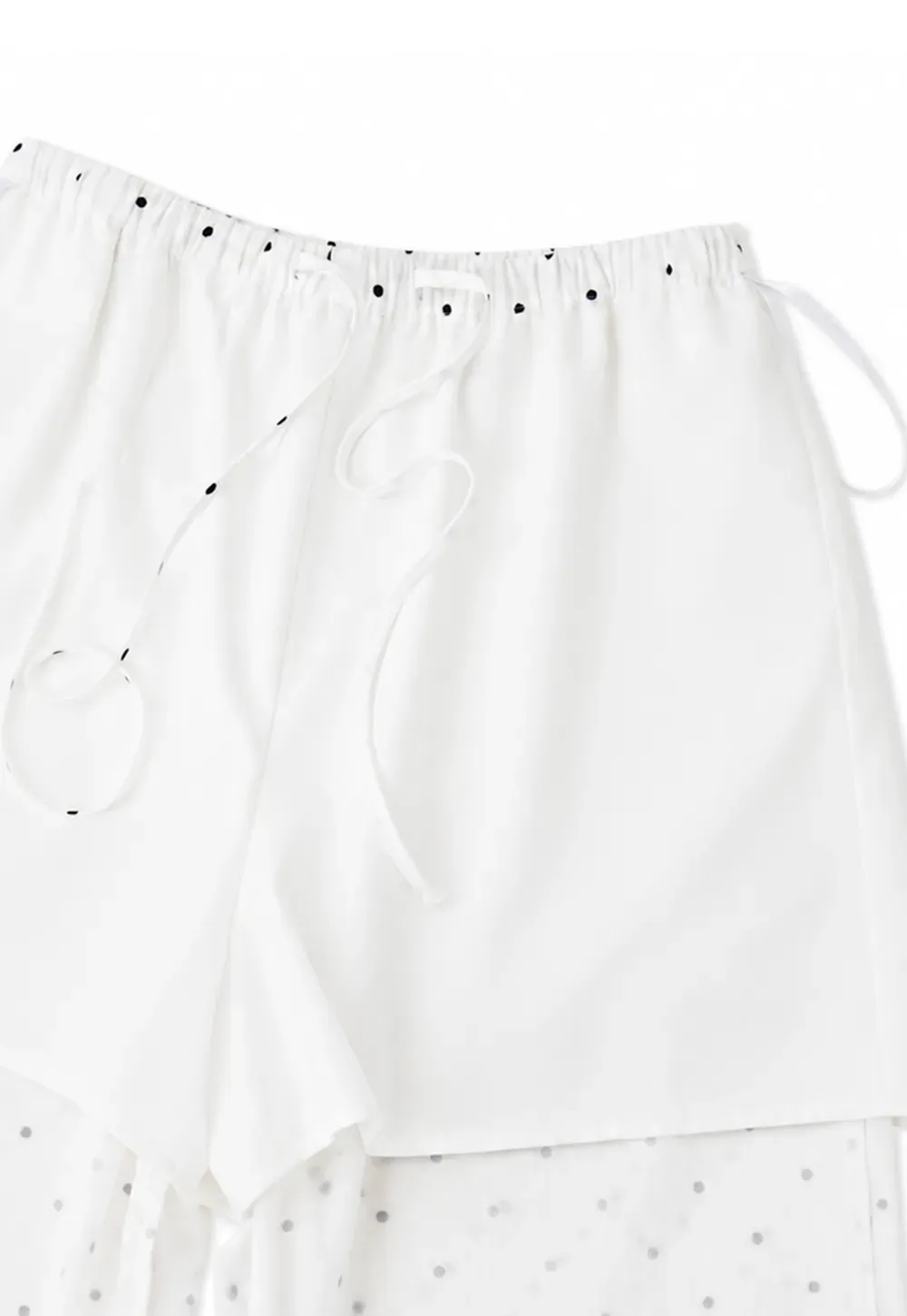 Polka Dot Print Wide Leg Drawstring Casual Pants