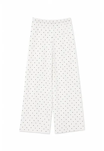 Polka Dot Print Wide Leg Drawstring Casual Pants
