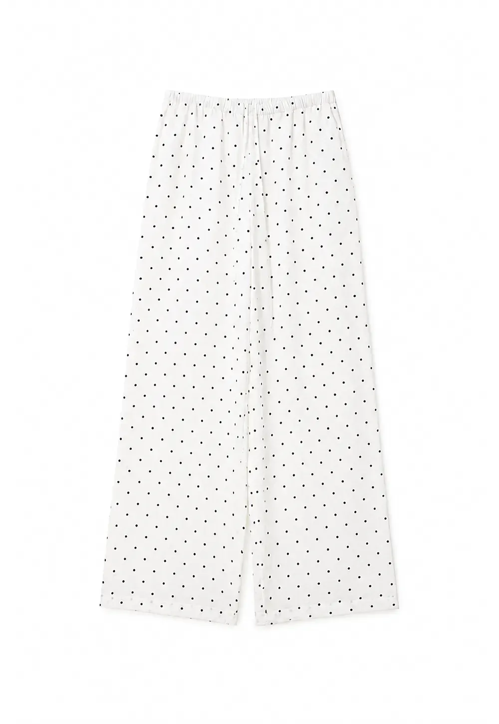 Polka Dot Print Wide Leg Drawstring Casual Pants