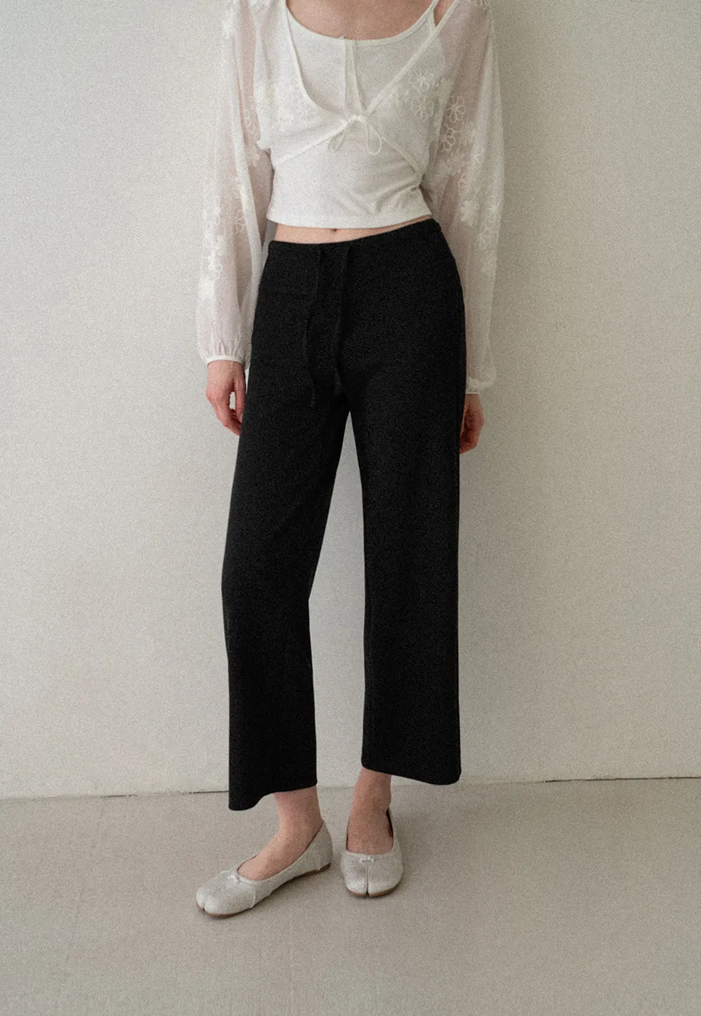 High Waist Cropped Wide Leg Pants