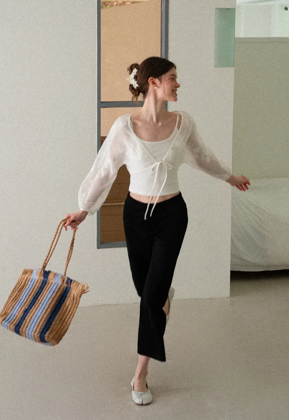 High Waist Cropped Wide Leg Pants