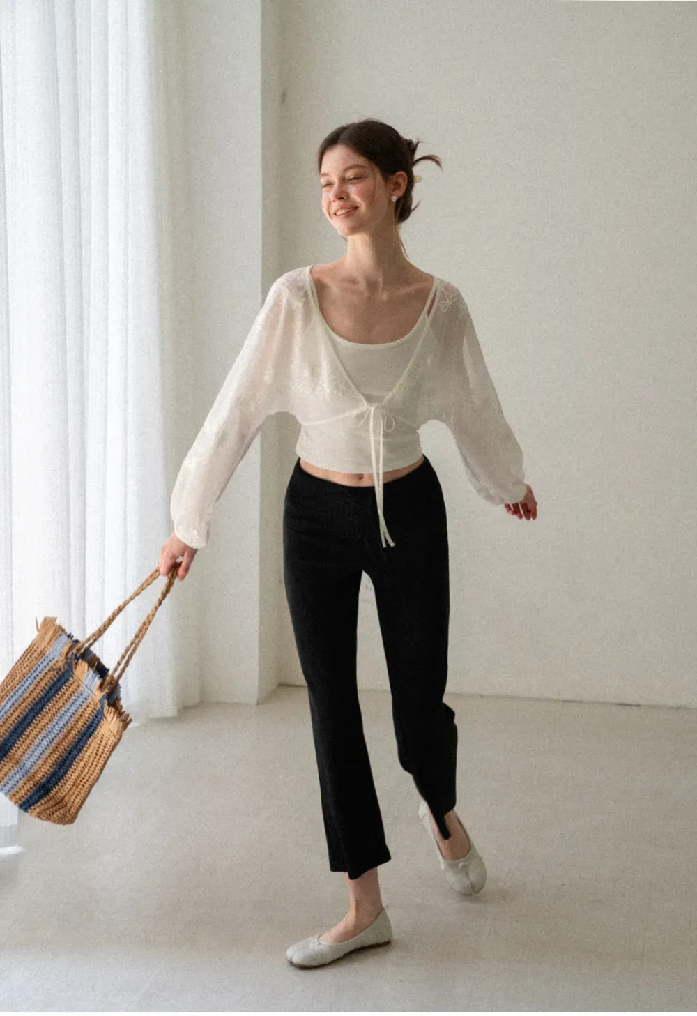 High Waist Cropped Wide Leg Pants