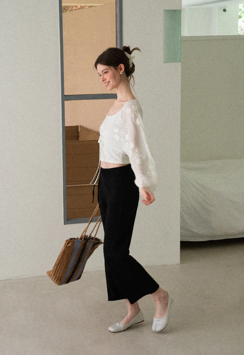 High Waist Cropped Wide Leg Pants