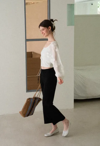 High Waist Cropped Wide Leg Pants