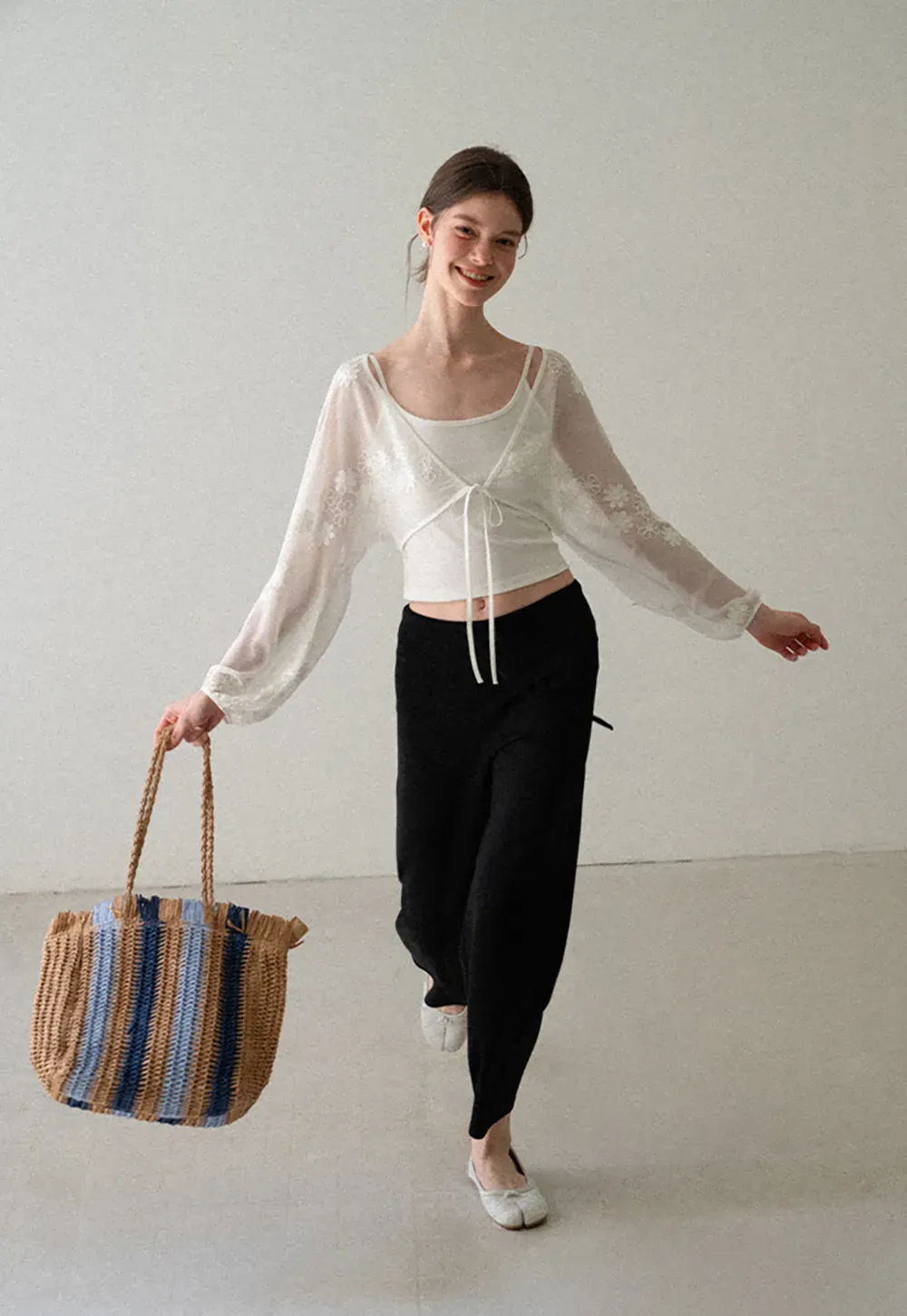 High Waist Cropped Wide Leg Pants