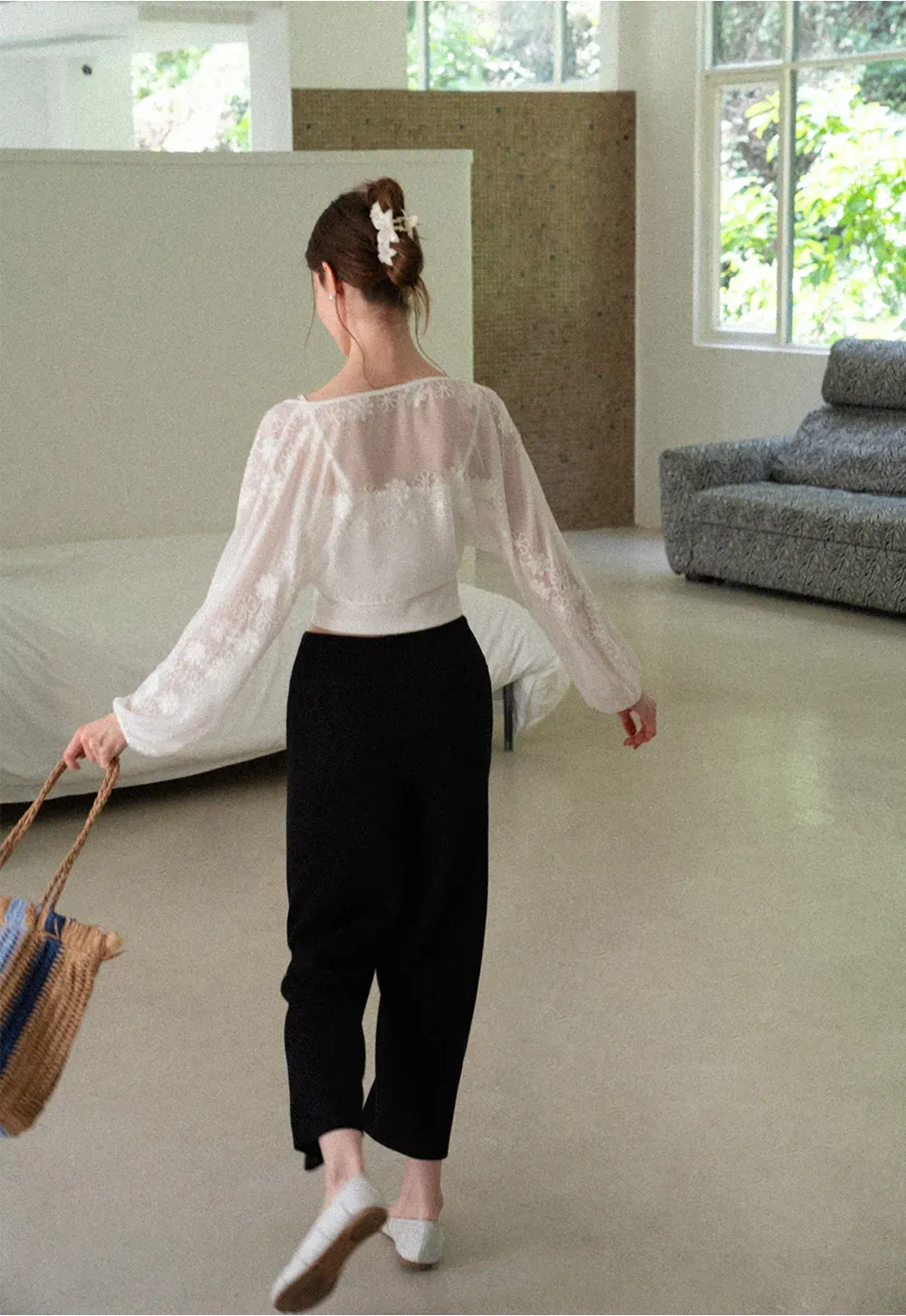 High Waist Cropped Wide Leg Pants