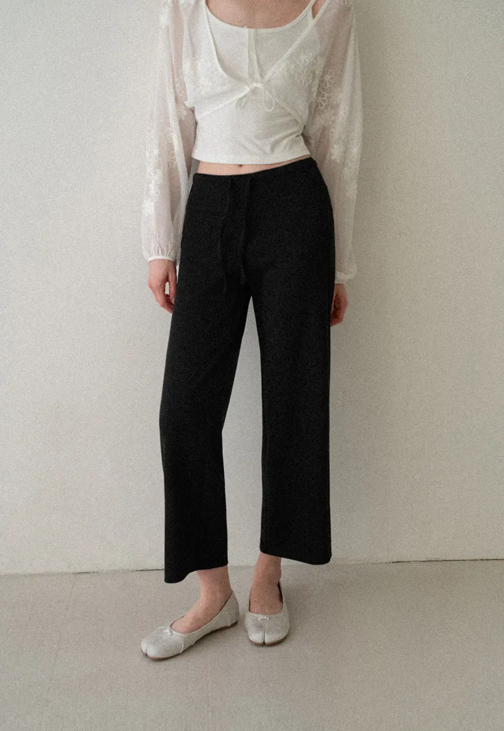 High Waist Cropped Wide Leg Pants
