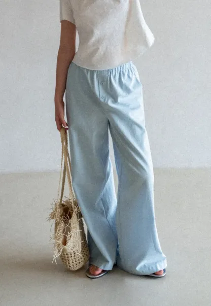 Wide Leg Button Front Casual Pants