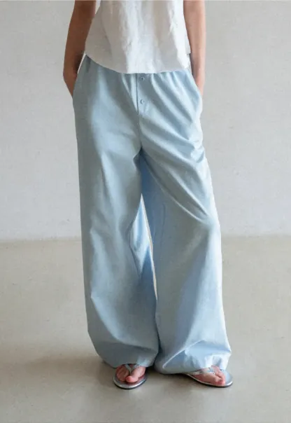 Wide Leg Button Front Casual Pants