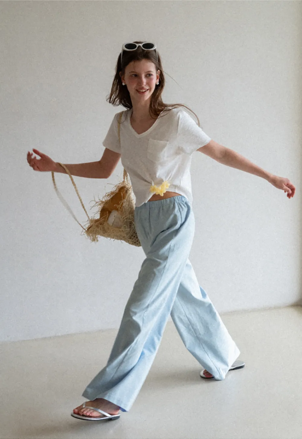 Wide Leg Button Front Casual Pants