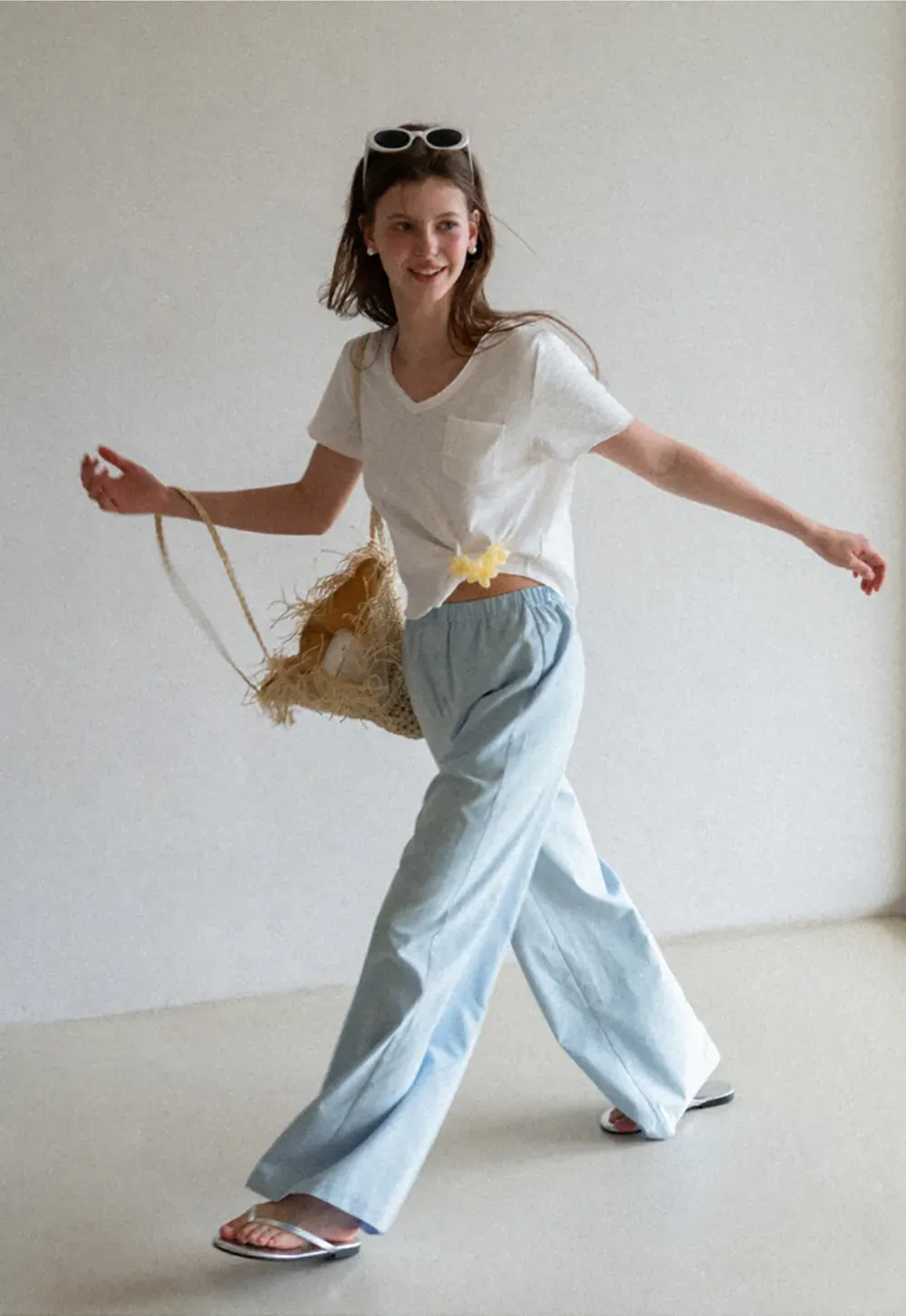 Wide Leg Button Front Casual Pants
