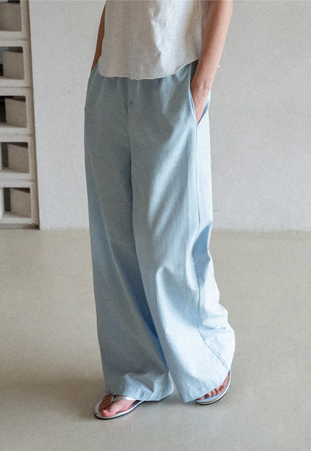 Wide Leg Button Front Casual Pants