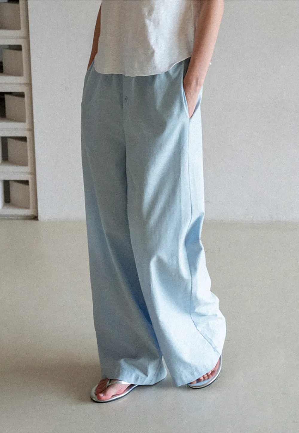 Wide Leg Button Front Casual Pants