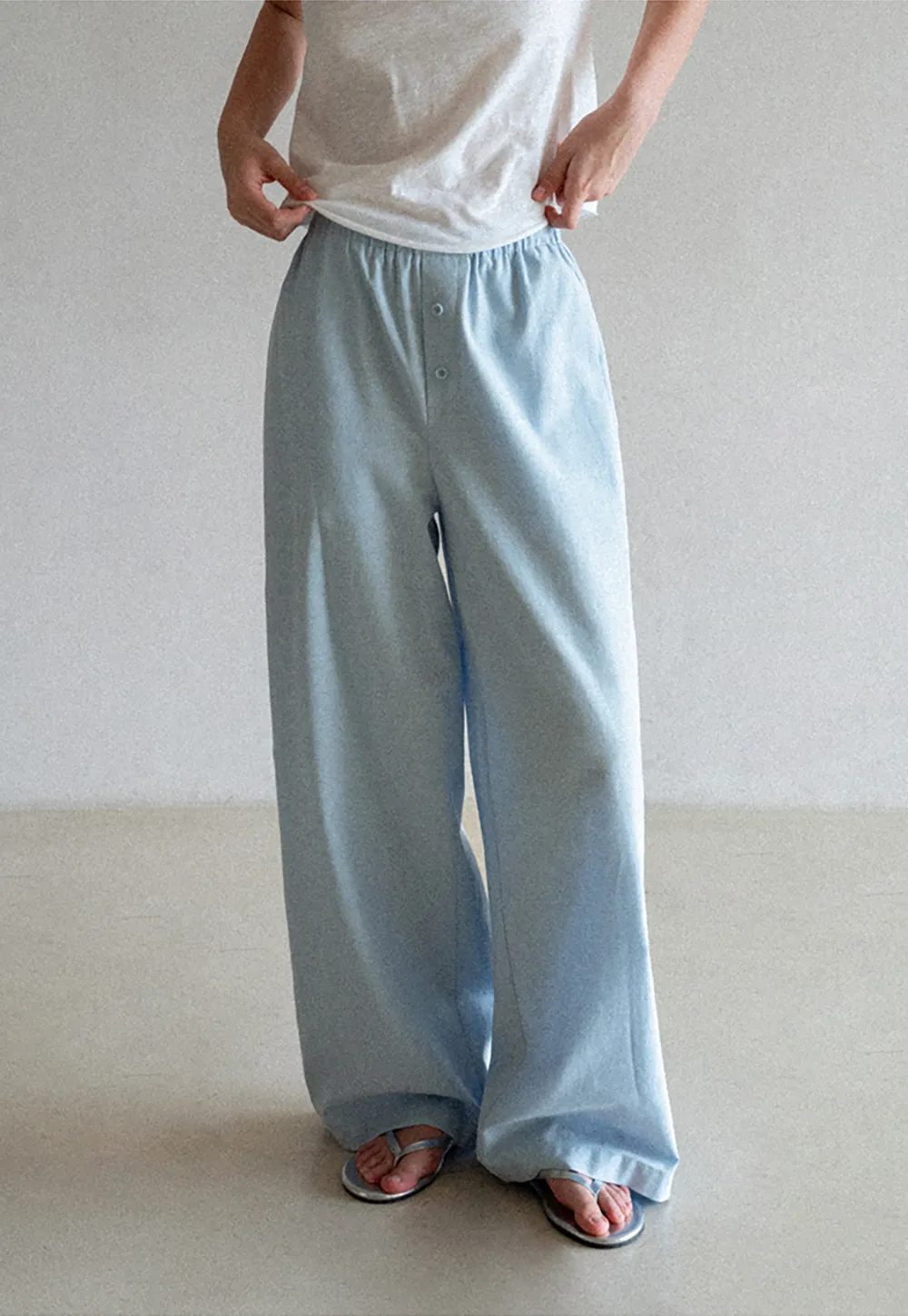 Wide Leg Button Front Casual Pants