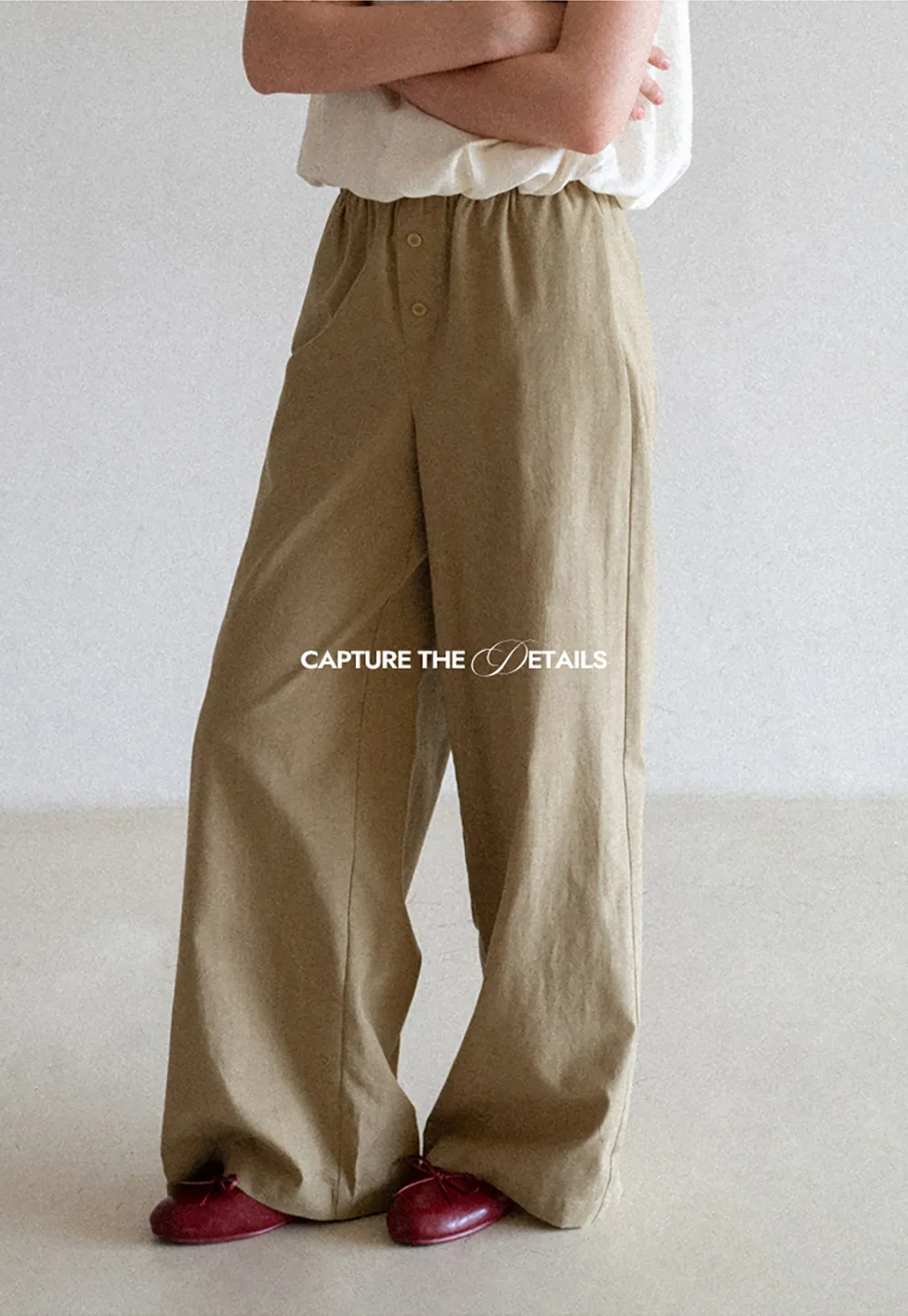 Wide Leg Button Front Casual Pants