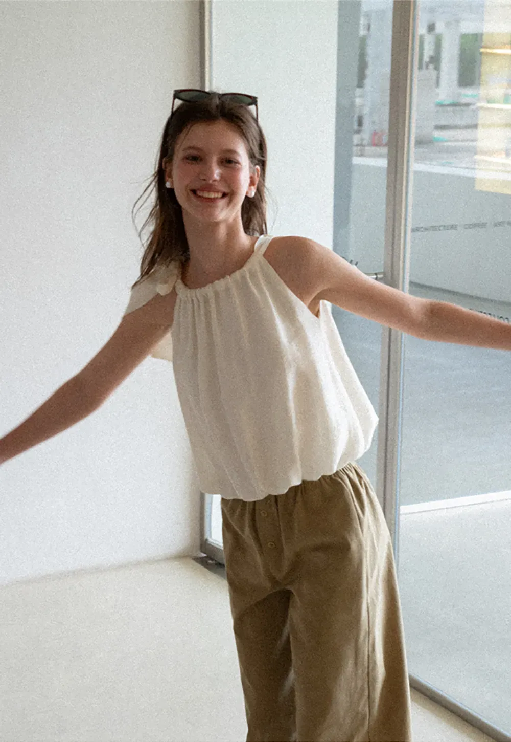 Wide Leg Button Front Casual Pants