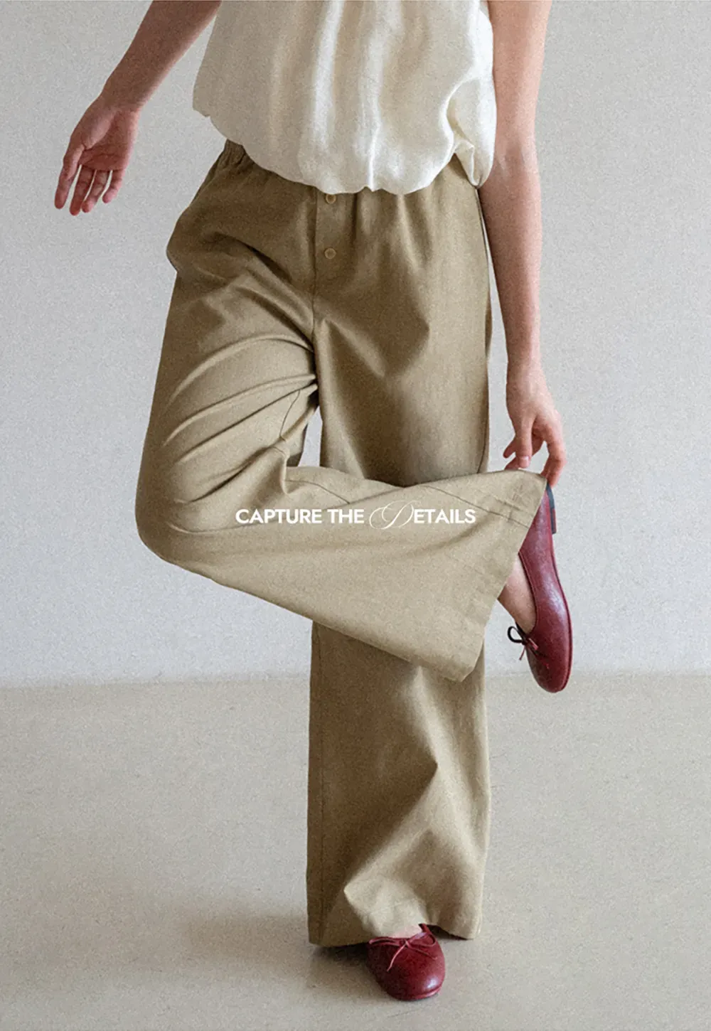 Wide Leg Button Front Casual Pants