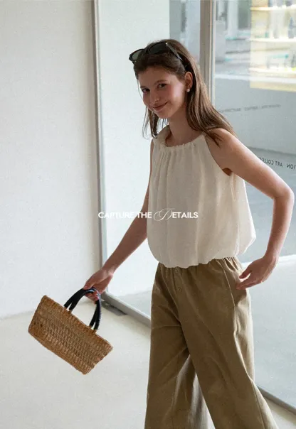 Wide Leg Button Front Casual Pants