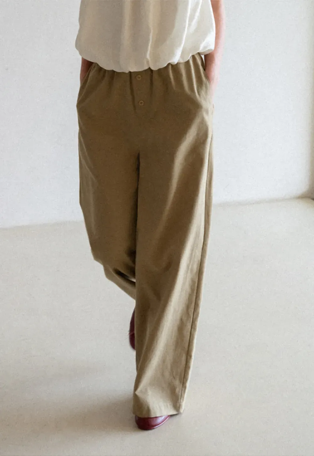Wide Leg Button Front Casual Pants