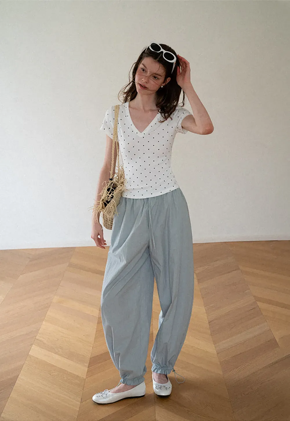 High Waist Elastic Cuff Loose Fit Casual Pants