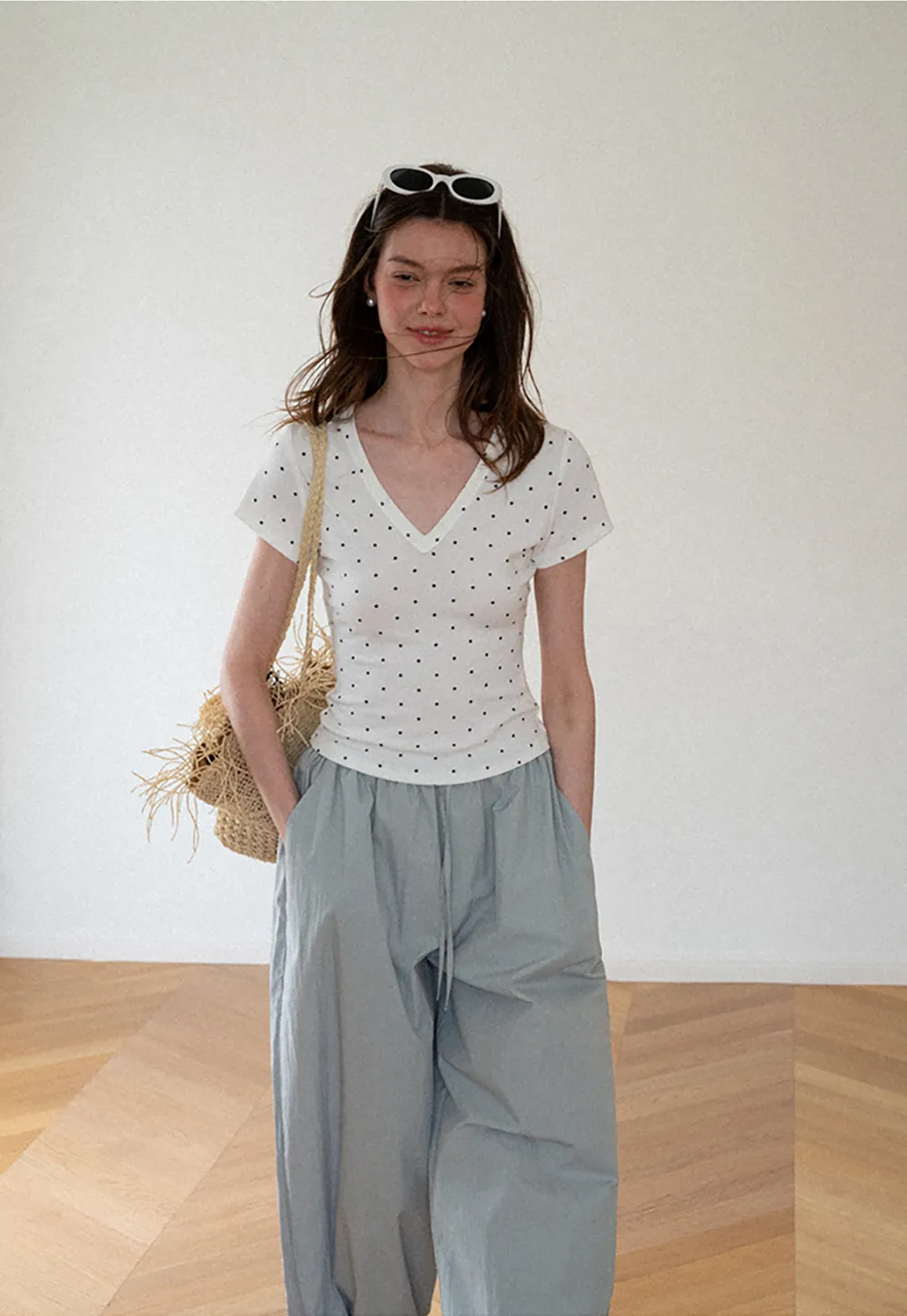 High Waist Elastic Cuff Loose Fit Casual Pants