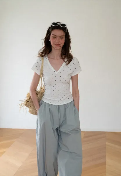 High Waist Elastic Cuff Loose Fit Casual Pants