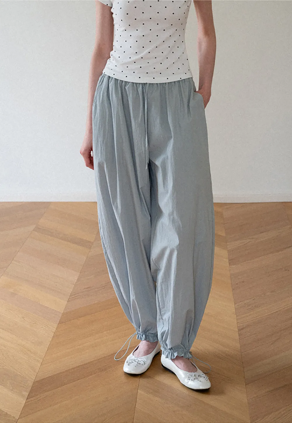 High Waist Elastic Cuff Loose Fit Casual Pants