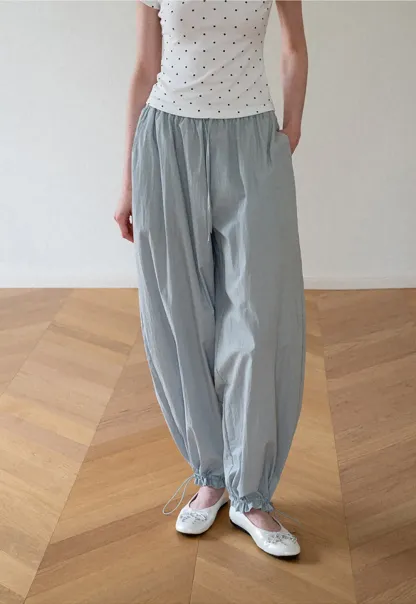 High Waist Elastic Cuff Loose Fit Casual Pants