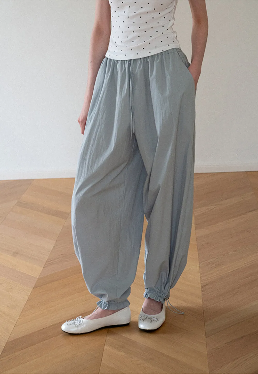 High Waist Elastic Cuff Loose Fit Casual Pants