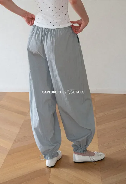 High Waist Elastic Cuff Loose Fit Casual Pants