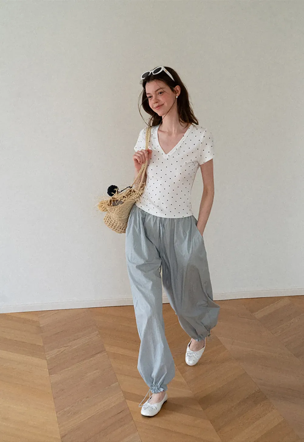 High Waist Elastic Cuff Loose Fit Casual Pants