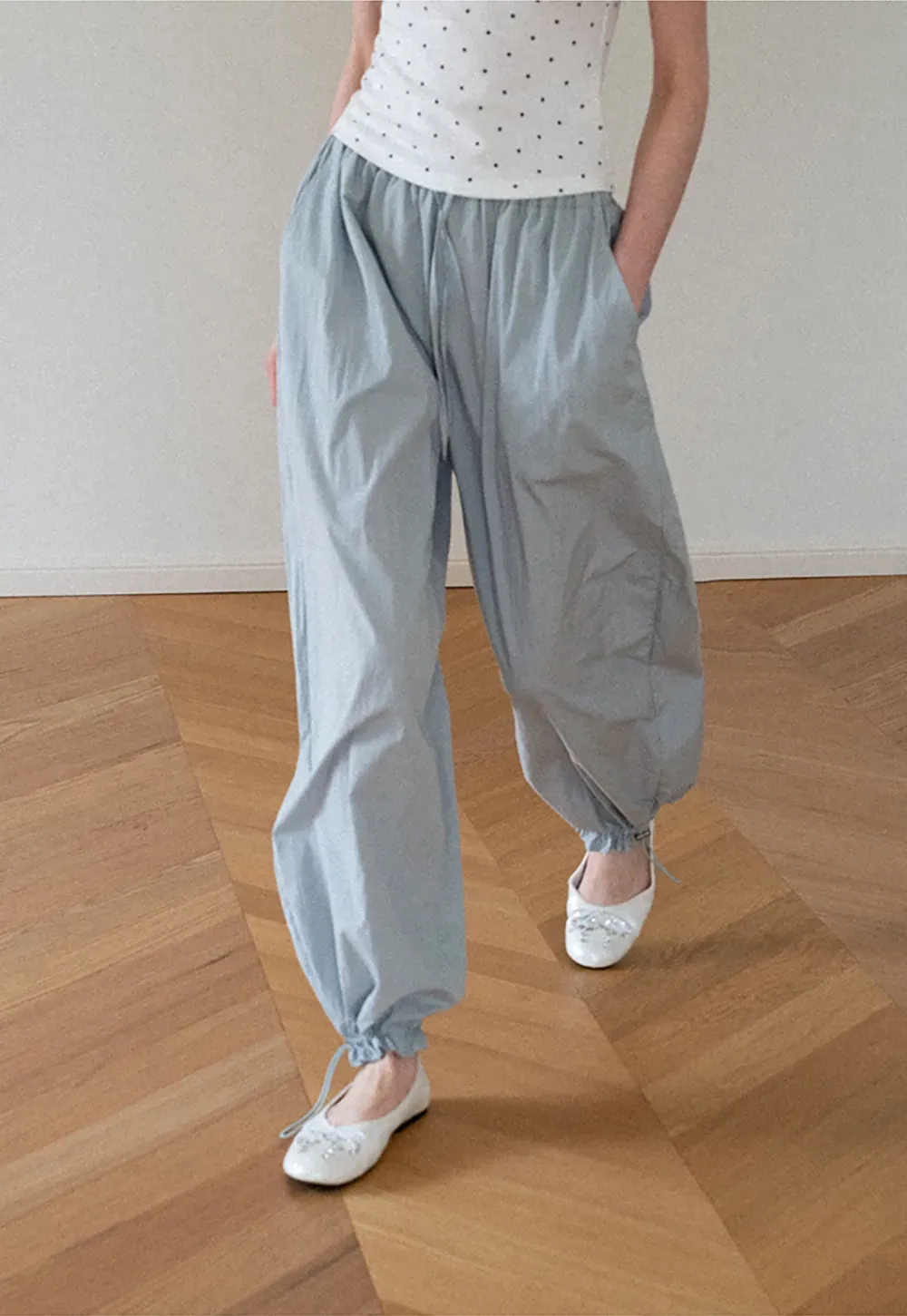 High Waist Elastic Cuff Loose Fit Casual Pants
