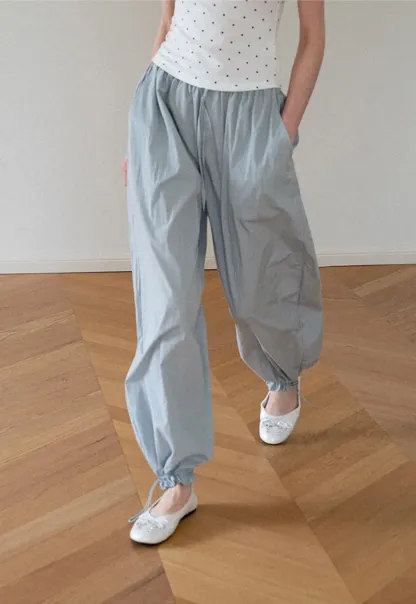 High Waist Elastic Cuff Loose Fit Casual Pants