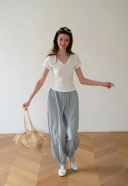 High Waist Elastic Cuff Loose Fit Casual Pants