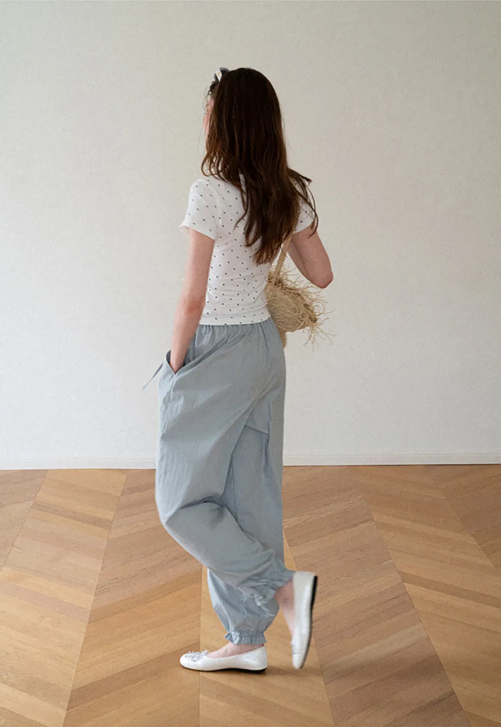 High Waist Elastic Cuff Loose Fit Casual Pants