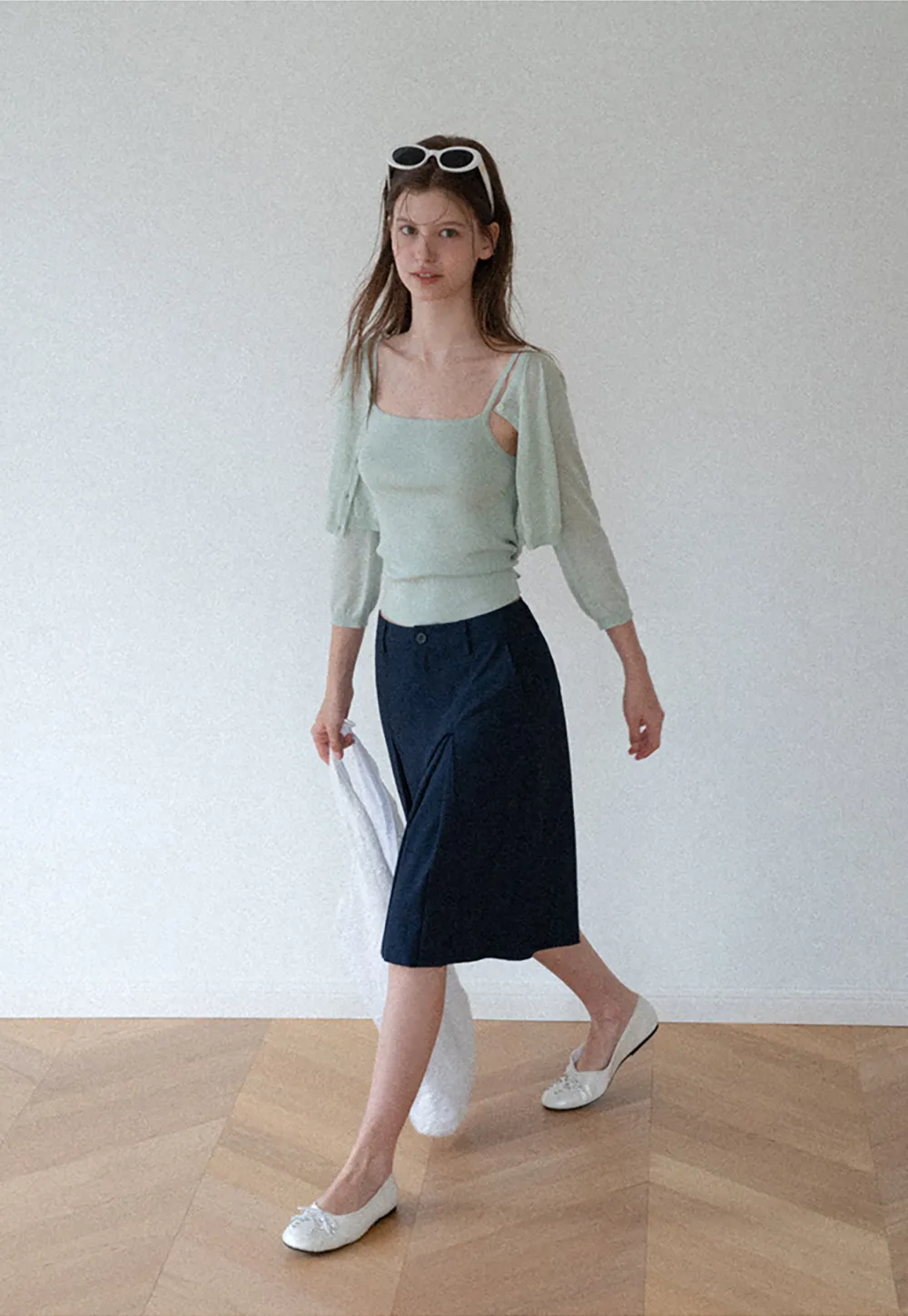 Pleated A-Line Midi Skirt