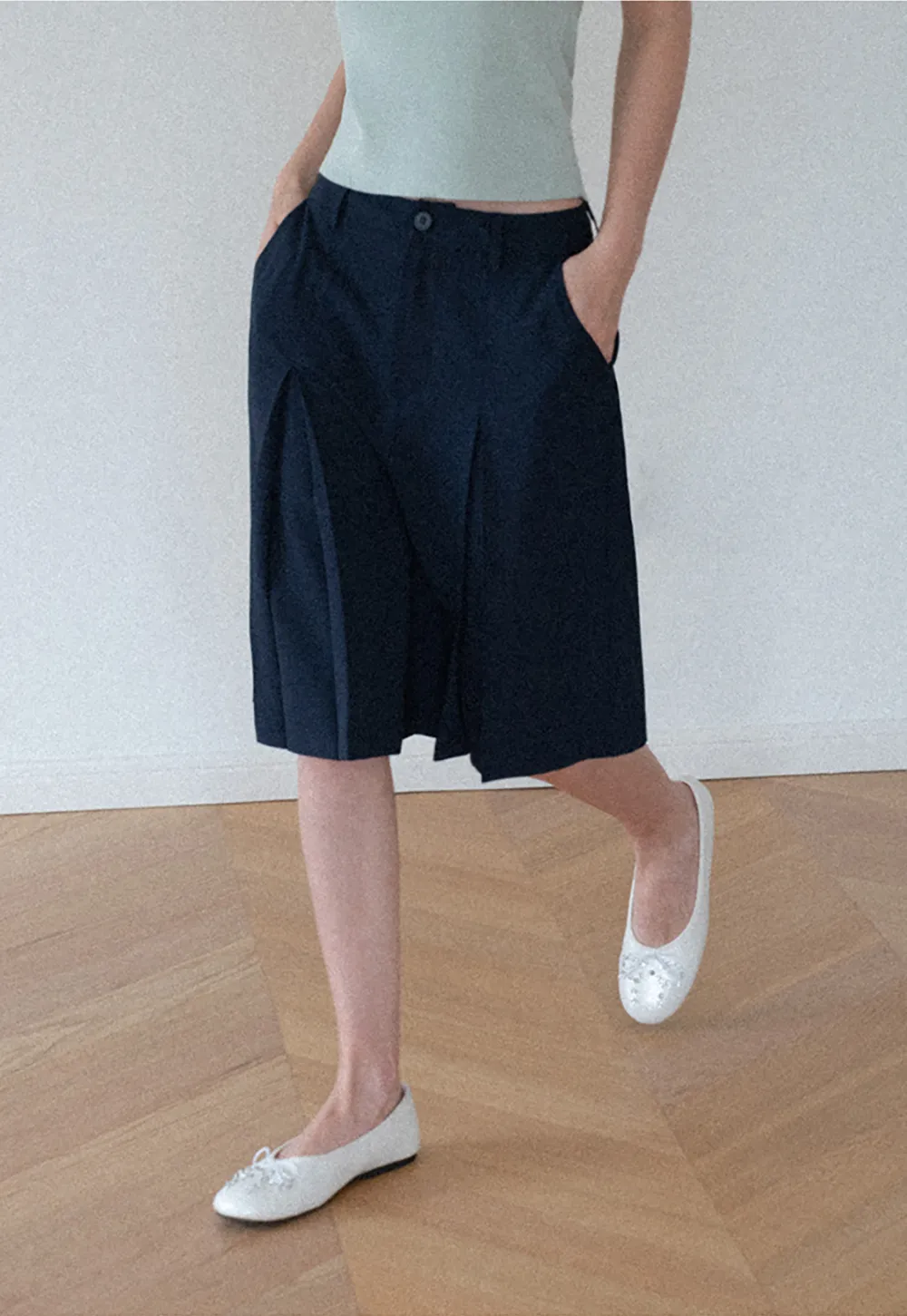 Pleated A-Line Midi Skirt
