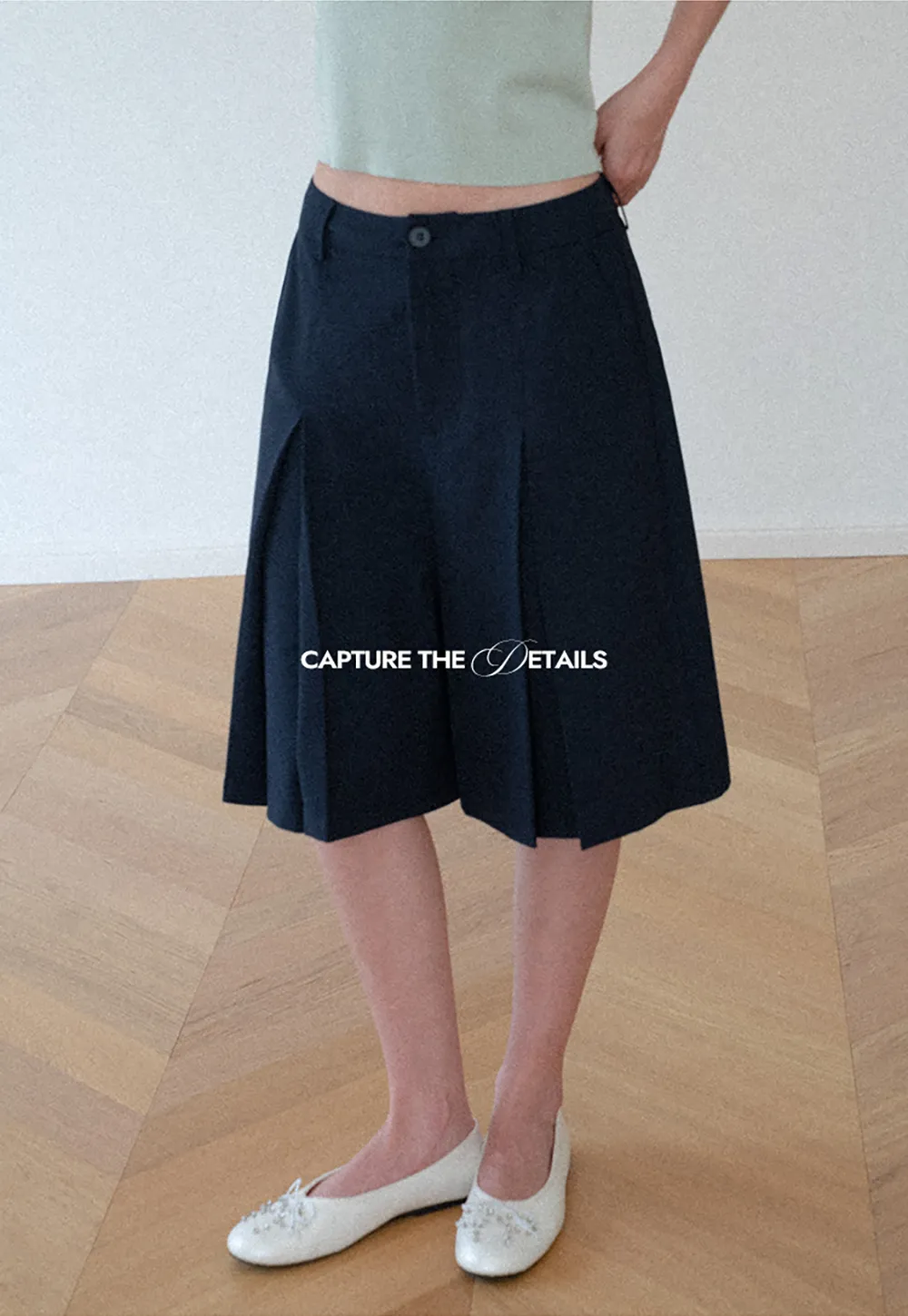 Pleated A-Line Midi Skirt