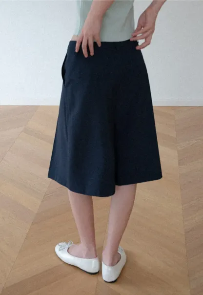 Pleated A-Line Midi Skirt