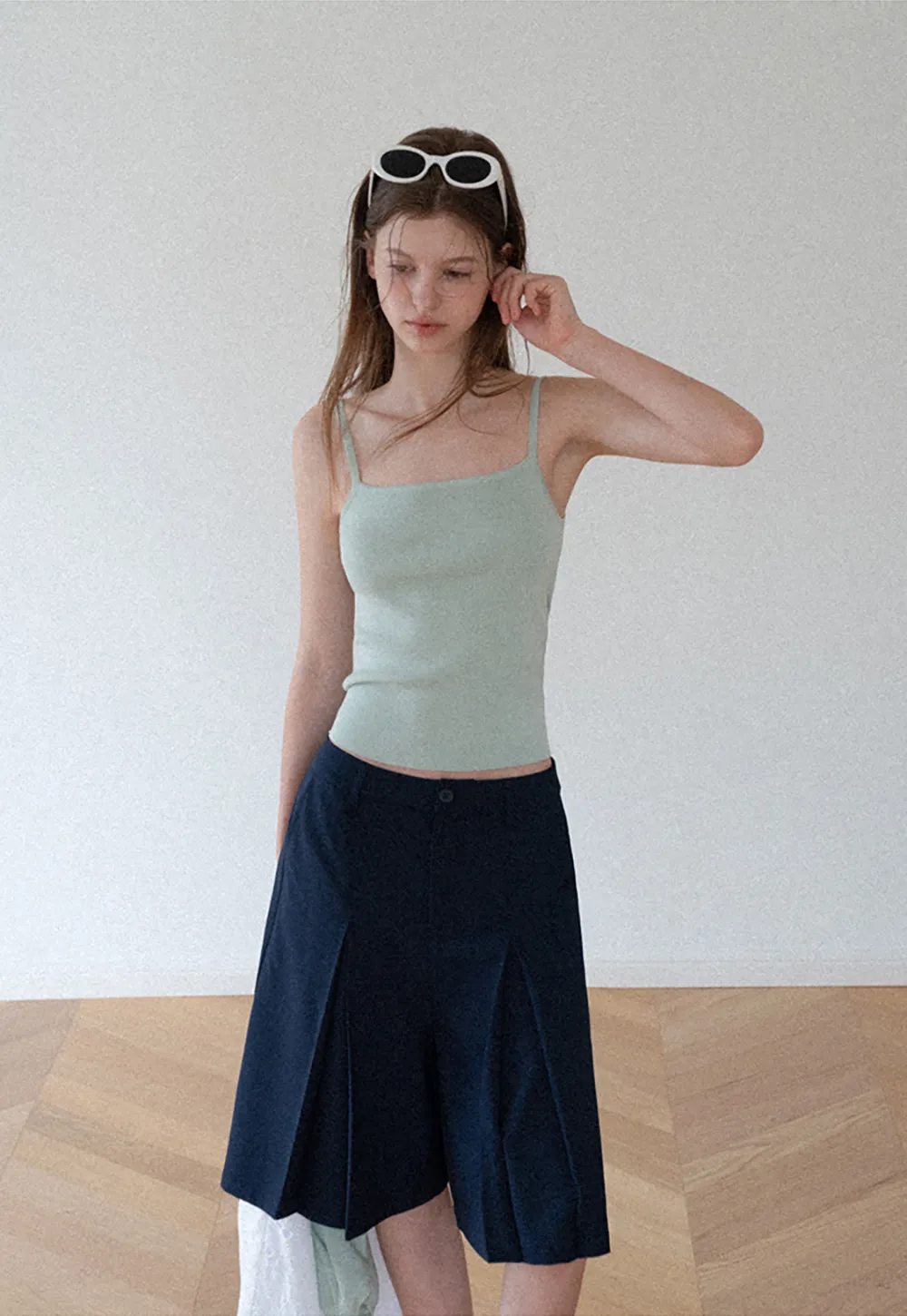 Pleated A-Line Midi Skirt